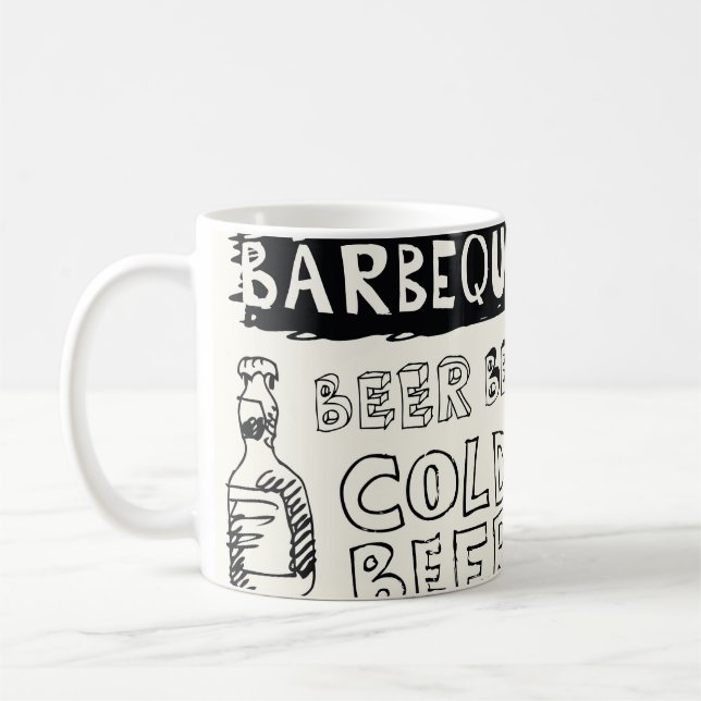 Crazy BBQ: Whimsical Doodle Art Coffee Mug (Left)
