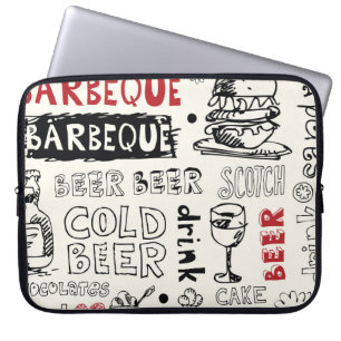Crazy BBQ: Whimsical Doodle Art Laptop Sleeve