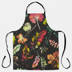 crazy beautiful watercolor pattern of leaves. hand apron