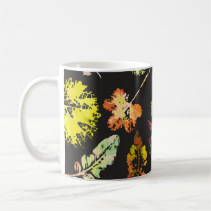 crazy beautiful watercolor pattern of leaves. hand coffee mug