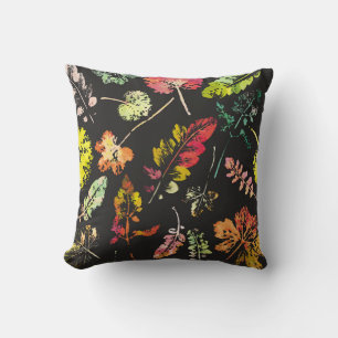 crazy beautiful watercolor pattern of leaves. hand cushion