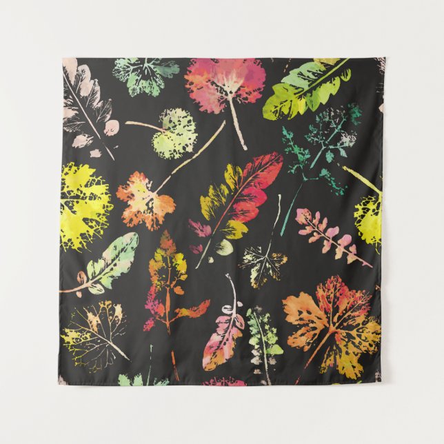 crazy beautiful watercolor pattern of leaves. hand tapestry (Front)