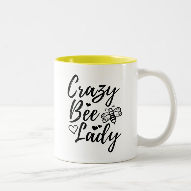 Crazy Bee Lady Two-Tone Coffee Mug (Right)
