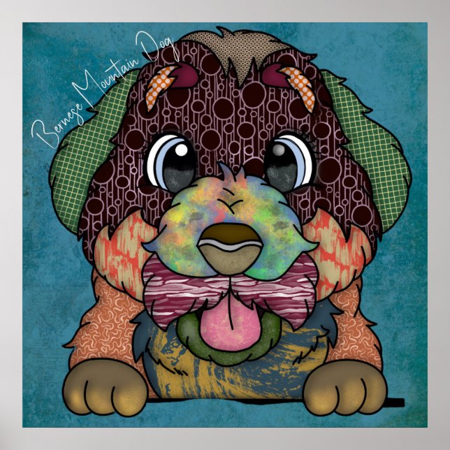  Crazy Bernese Mountain Dog face-hand-painted   Poster (Front)