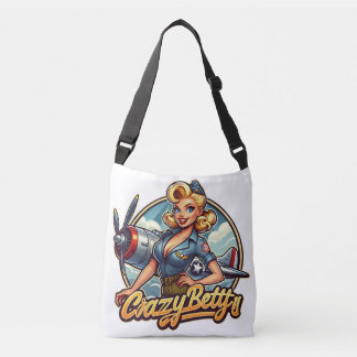 Crazy betty  pilot girl from ww2 pinup crossbody bag