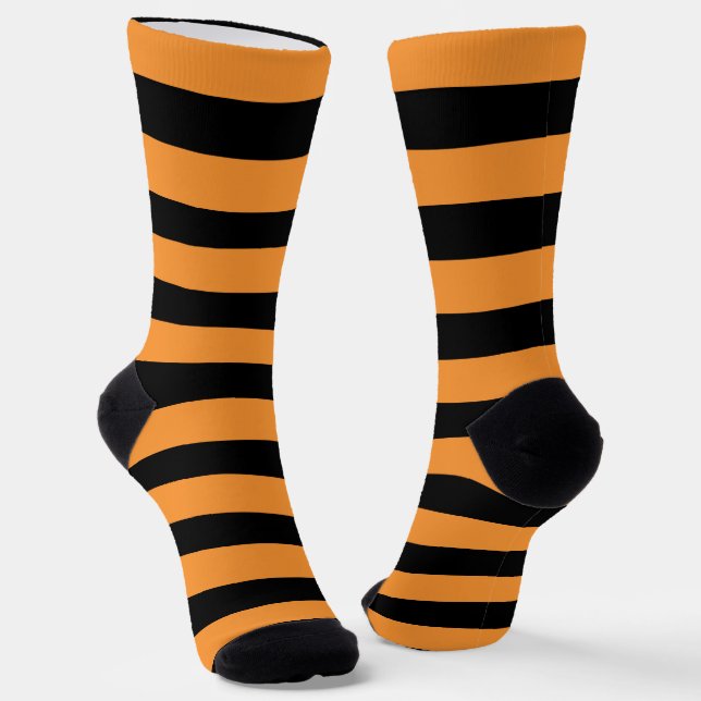 Crazy Black And Orange Striped Socks (Angled)