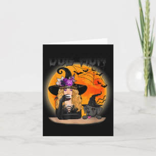 Crazy Black Lab Mum Witch Costume Halloween Funny Card