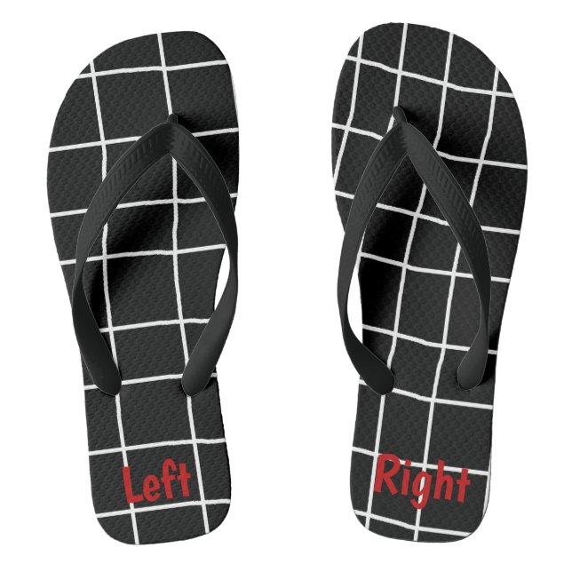 Crazy Black White Grid Unisex Thongs (Footbed)
