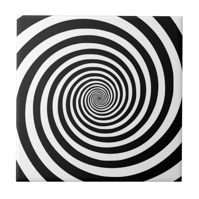 CRAZY BLACK/WHITE SPIRAL CERAMIC TILE (Front)