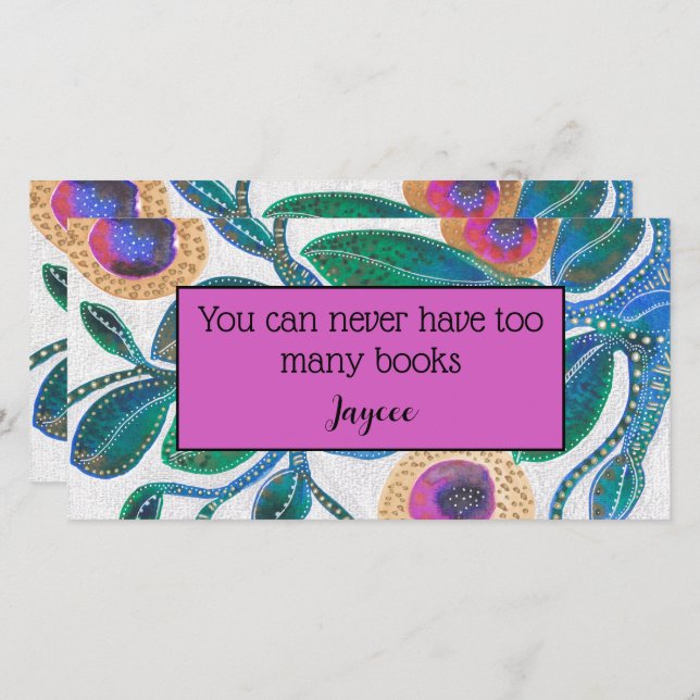 Crazy blue desert plant, abstract, book mark thank you card (Front/Back)