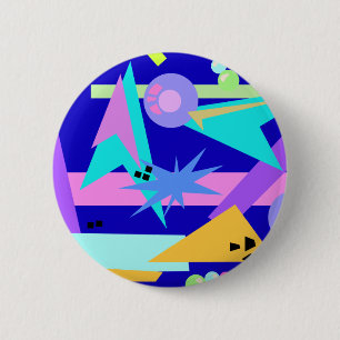Crazy Blue Eighties Pattern 6 Cm Round Badge