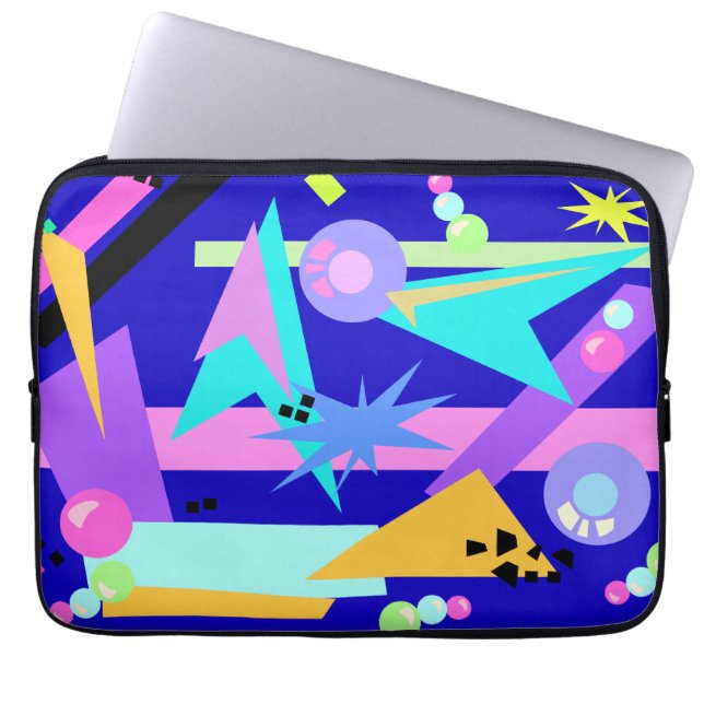 Crazy Blue Eighties Pattern Laptop Sleeve (Front)