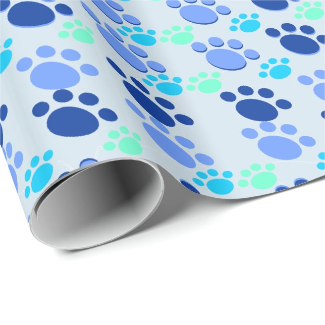 Crazy Blue Paw Wrapping Paper (Roll Corner)