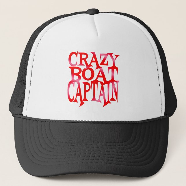 Crazy Boat Captain in Crazy Red Trucker Hat (Front)