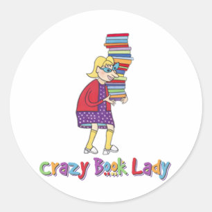 Crazy Book Lady Classic Round Sticker
