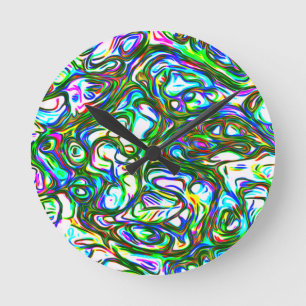 Crazy Brightly Coloured  Round Clock