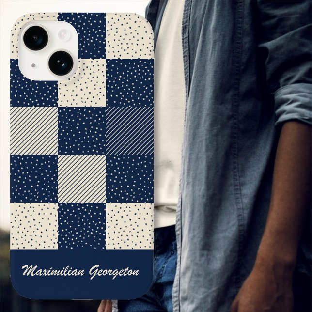 Crazy Buffalo Check in Cream and Navy Blue Case-Mate iPhone Case (Crazy Buffalo Check in Cream and Navy Blue Case-Mate iPhone Case by Leapfroglisics Shop)
