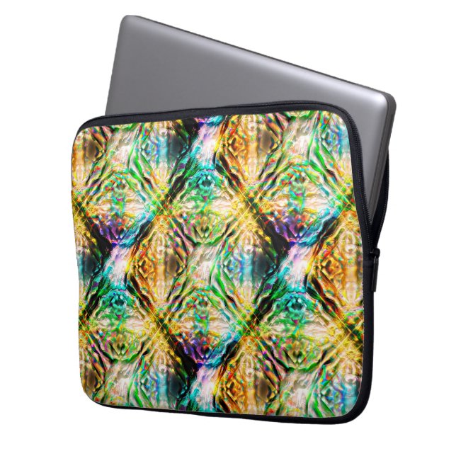 Crazy burnt colourful texture, abstract squares    laptop sleeve (Front Left)