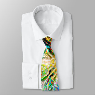 Crazy burnt colourful texture, abstract squares    tie