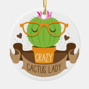 crazy cactus lady banner ceramic tree decoration