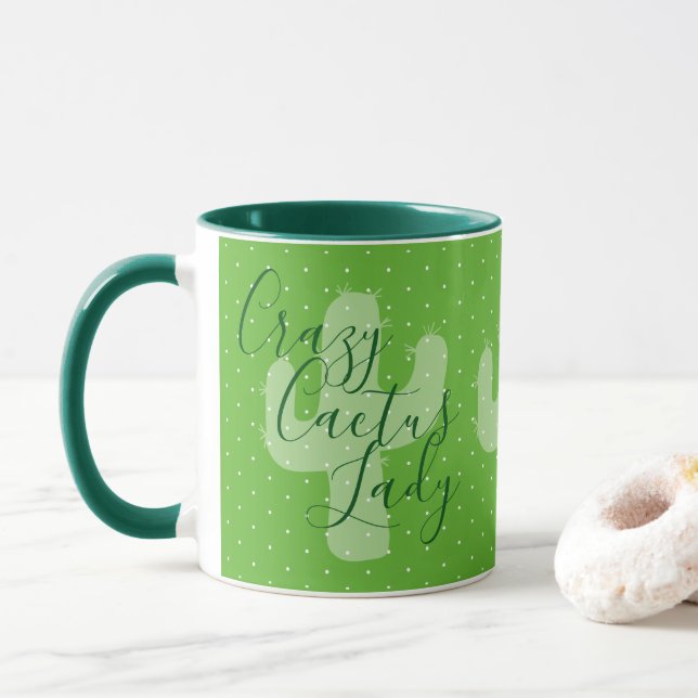 Crazy Cactus Lady Cute Cacti Mug (With Donut)