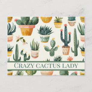 "Crazy cactus lady! text on a cactus design Postcard