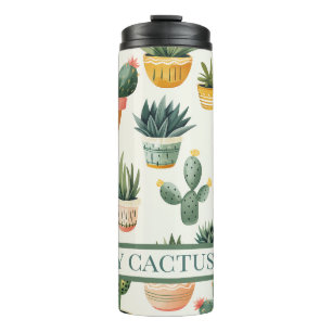 "Crazy cactus lady! text on a cactus design Thermal Tumbler