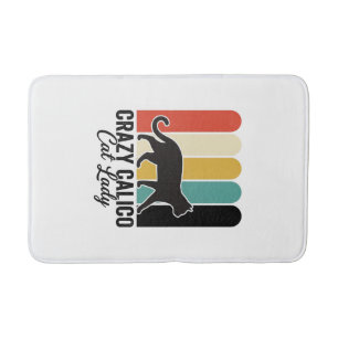 Crazy Calico Cat Lady Vintage Retro Cat Design_1 Bath Mat