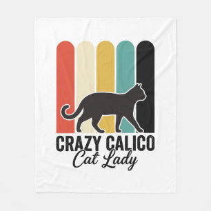 Crazy Calico Cat Lady Vintage Retro Cat Design_1 Fleece Blanket