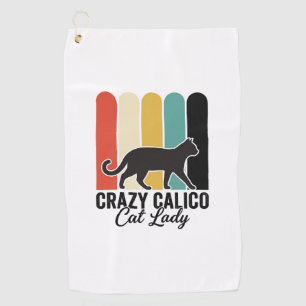 Crazy Calico Cat Lady Vintage Retro Cat Design_1 Golf Towel