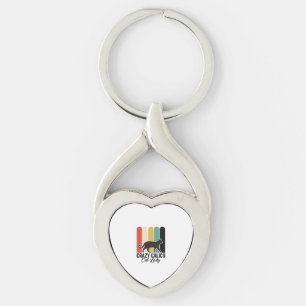 Crazy Calico Cat Lady Vintage Retro Cat Design_1 Key Ring