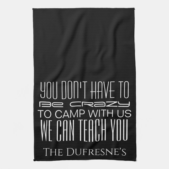 "Crazy Camping" Personalised  Tea Towel (Vertical)