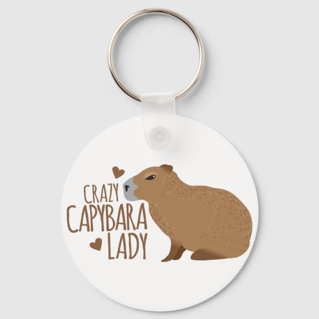 crazy capybara lady key ring (Front)
