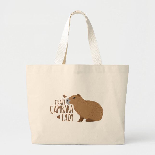 crazy capybara lady large tote bag (Front)