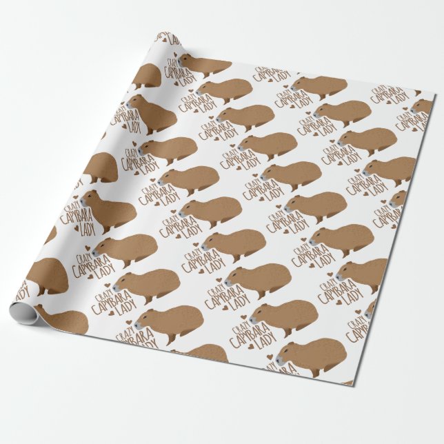 crazy capybara lady wrapping paper (Unrolled)