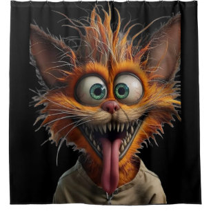 Crazy Cartoon Cat Shower Curtain