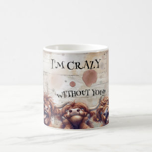 Crazy Cartoon Highland Cow Coffee Mug