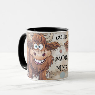 Crazy Cartoon Highland Cow Mug