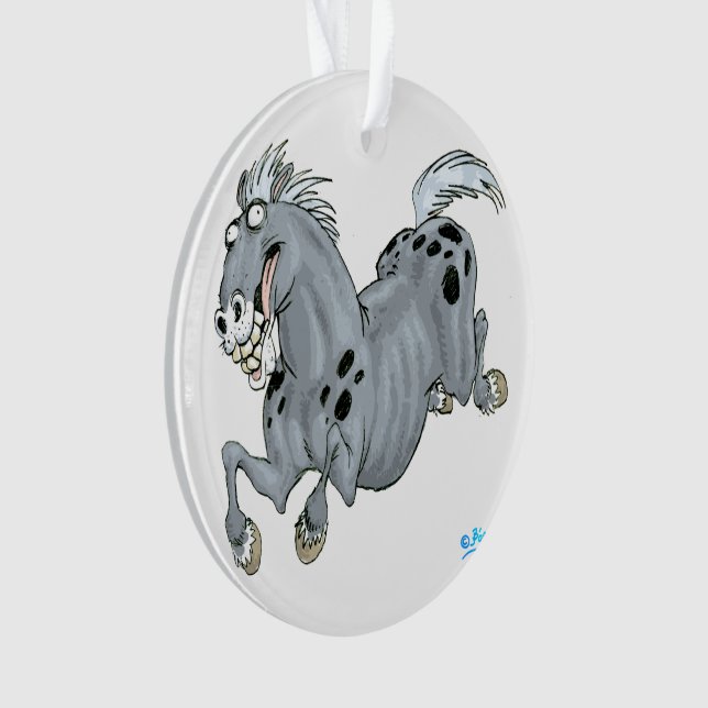 Crazy Cartoon Horse Acrylic Ornament (Front)
