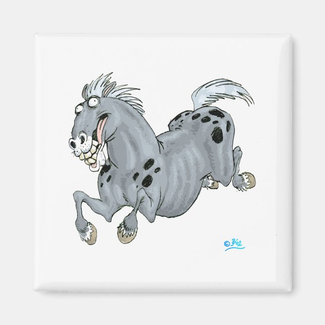 Crazy Cartoon Horse Magnet (Front)