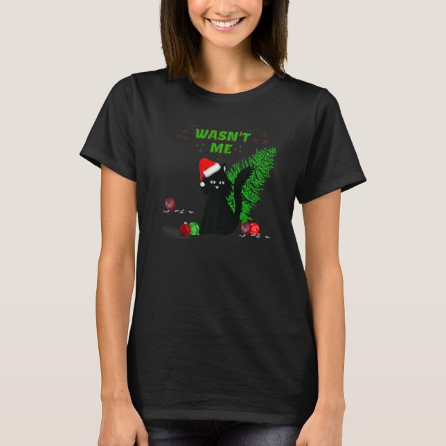 Crazy Cat Christmas Tree Catastrophe T-Shirt (Front)