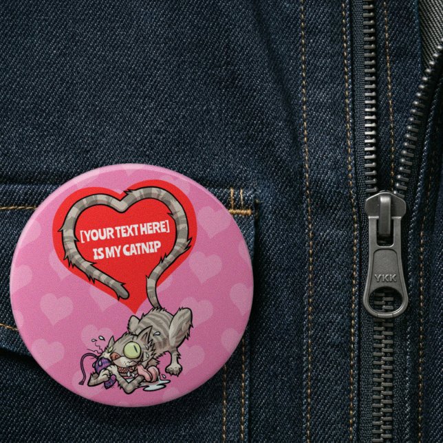 Crazy Cat Custom Text Funny Catnip Obsession 7.5 Cm Round Badge (Creator Uploaded)