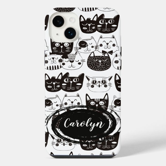 Crazy Cat Faces Pattern iPhone Case (Back)