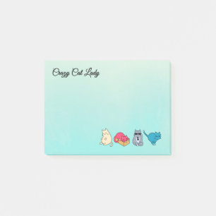 Crazy Cat Lady and 4 Cute Cats Post-it Notes