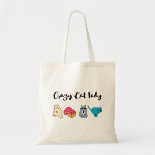 Crazy Cat Lady and 4 Cute Cats Tote Bag