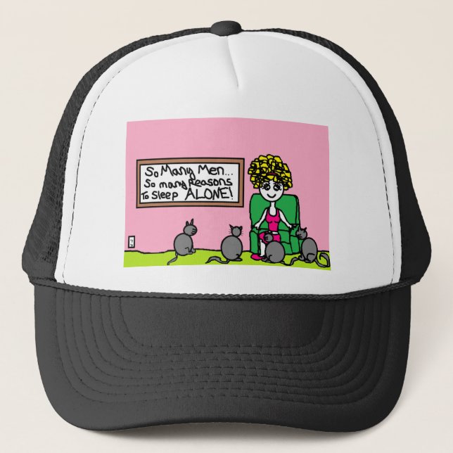 Crazy Cat Lady At Home Trucker Hat (Front)