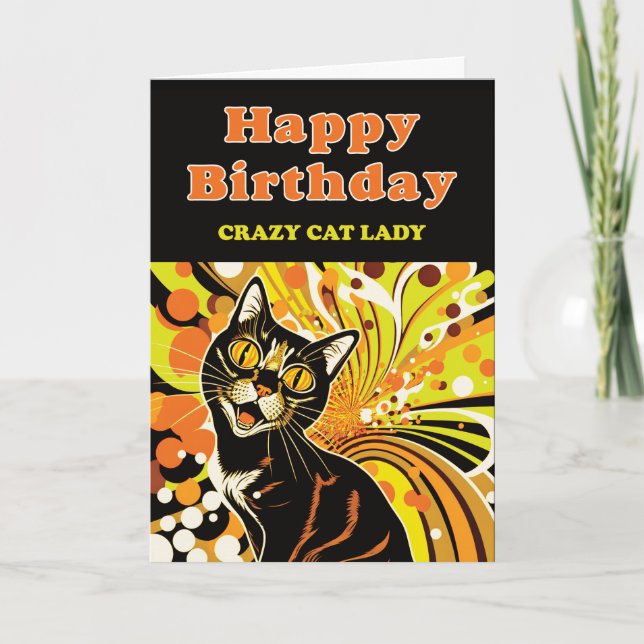 Crazy Cat Lady Birthday Card (Front)