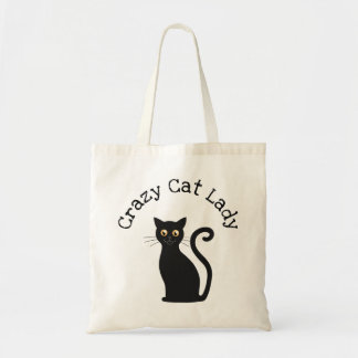 Crazy cat lady black cat tote bag