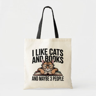 Crazy Cat Lady Book Lover Antisocial Introvert Tote Bag