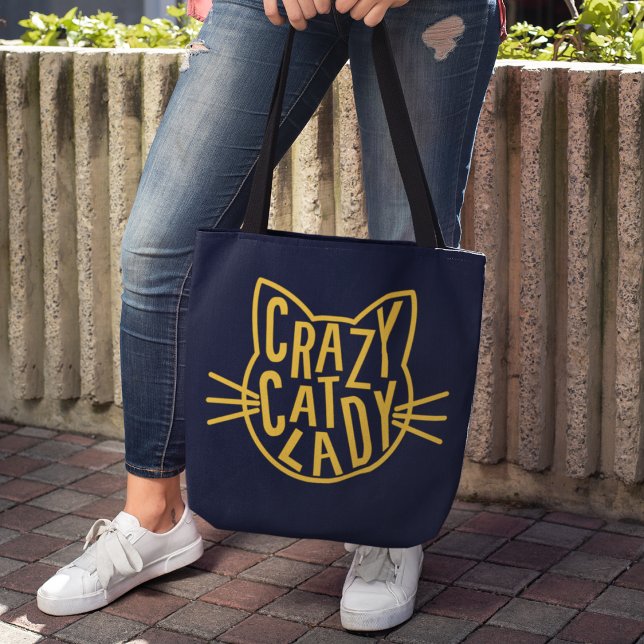 Crazy Cat Lady Cat Face Tote Bag (Creator Uploaded)